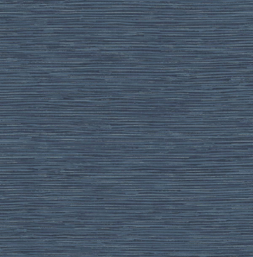 Malibu PS Cyrus Faux Grasscloth Contemporary Grasscloth - Naval Blue & Metallic Silver | Peel and Stick Removable Wallpaper