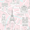 Malibu PS Paris Scene Transitional Illustration - Pale Pink | Peel and Stick Removable Wallpaper
