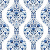 Malibu PS Floral Ogee Transitional Floral - Bluestone | Peel and Stick Removable Wallpaper