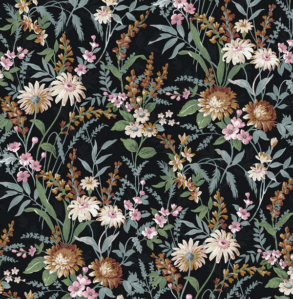 Malibu Ps Vintage Floral Vintage Floral - Onyx | Peel and Stick Removable Wallcovering