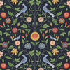 Malibu PS Bird Toile Transitional Floral - Midnight Blue | Peel and Stick Removable Wallpaper