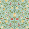 Malibu PS Bird Toile Transitional Floral - Aquamarine | Peel and Stick Removable Wallpaper