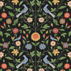 Malibu PS Bird Toile Transitional Floral - Onyx | Peel and Stick Removable Wallpaper