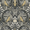 Malibu PS Bird Ogee Vintage Ogee - Ebony & Sepia | Peel and Stick Removable Wallpaper