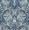 Malibu PS Bird Ogee Vintage Ogee - Navy & Sky Blue | Peel and Stick Removable Wallpaper