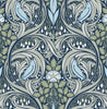 Malibu PS Bird Ogee Vintage Ogee - Navy & Fern Green | Peel and Stick Removable Wallpaper