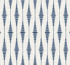 Malibu PS Striped Ikat Contemporary Ikat - Navy Blue & Linen | Peel and Stick Removable Wallpaper