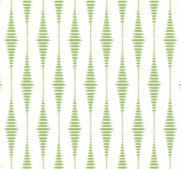 Malibu Ps Striped Ikat Contemporary Ikat - Macaw Green | Peel and Stick Removable Wallcovering
