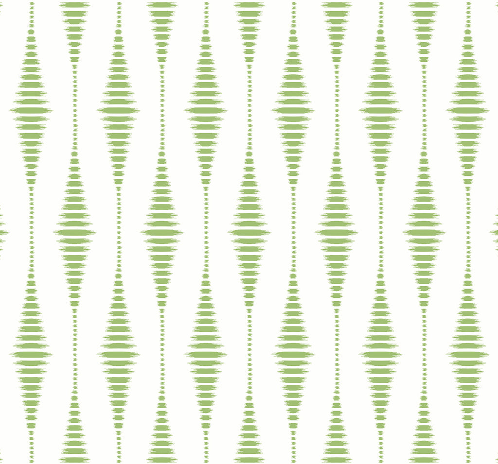 Malibu PS Striped Ikat Contemporary Ikat - Macaw Green | Peel and Stick Removable Wallpaper