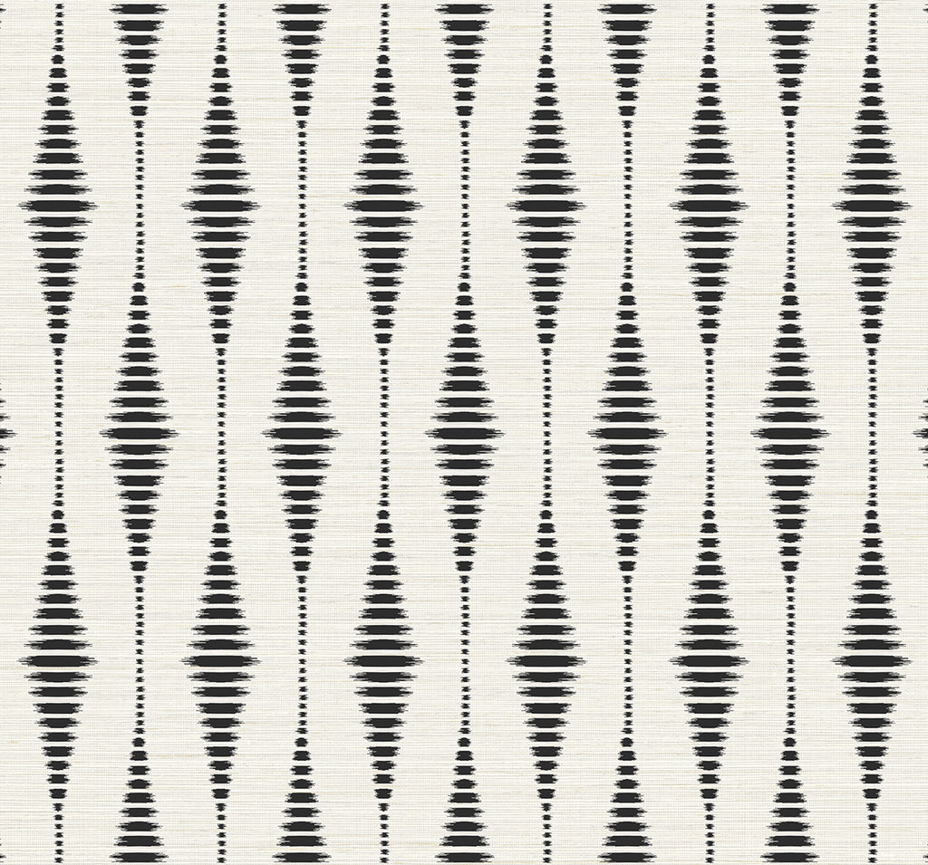 Malibu PS Striped Ikat Contemporary Ikat - Ebony & Linen | Peel and Stick Removable Wallpaper