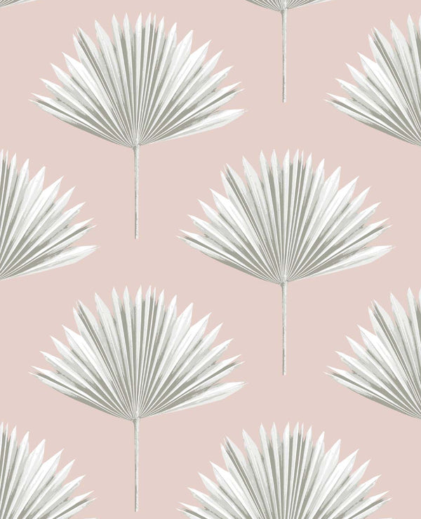 Malibu Ps Tropical Fan Palm Coastal Botanical - Pink Mist | Peel and Stick Removable Wallcovering