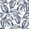Malibu PS Sketched Leaves Contemporary Botanical - Navy Blue | Peel and Stick Removable Wallpaper