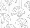 Malibu PS Gingko Leaf Contemporary Botanical - Ebony | Peel and Stick Removable Wallpaper