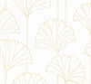 Malibu PS Gingko Leaf Contemporary Botanical - Metallic Gold | Peel and Stick Removable Wallpaper