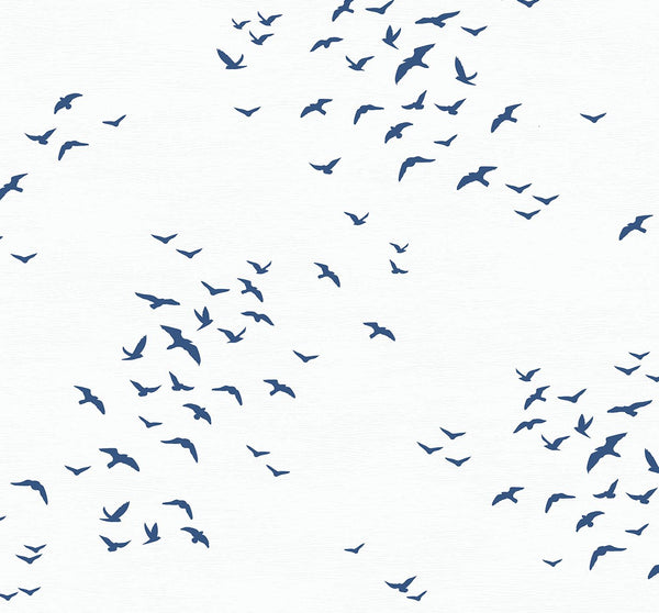 Malibu Ps Birds in Flight Coastal Animal Print - Navy Blue | Peel and Stick Removable Wallcovering