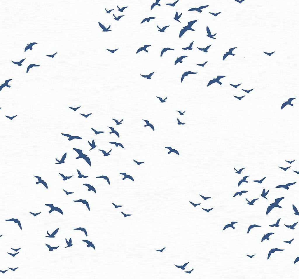 Malibu PS Birds in Flight Coastal Animal Print - Navy Blue | Peel and Stick Removable Wallpaper