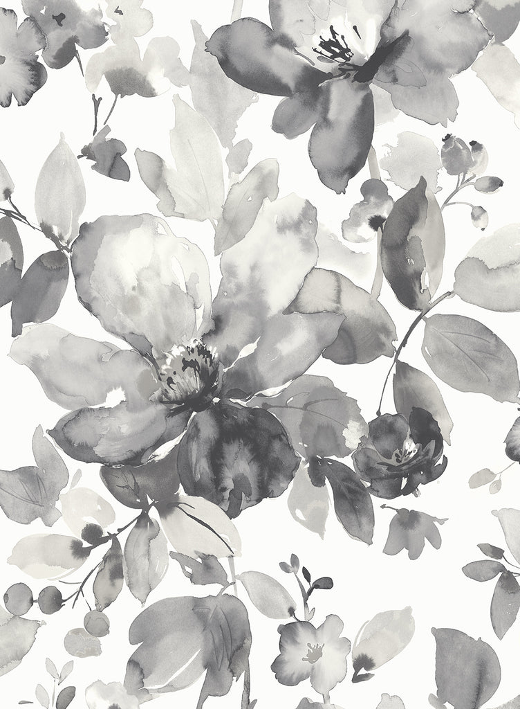 Malibu PS Watercolor Flower Contemporary Floral - Inkwell | Peel and Stick Removable Wallpaper