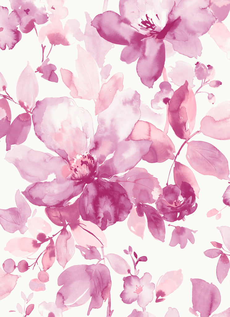 Malibu PS Watercolor Flower Contemporary Floral - Pink | Peel and Stick Removable Wallpaper