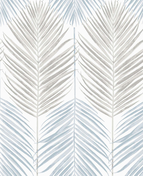 Malibu Ps Two Toned Palm Coastal Botanical - Blue Mist & Daydream Grey | Peel and Stick Removable Wallcovering