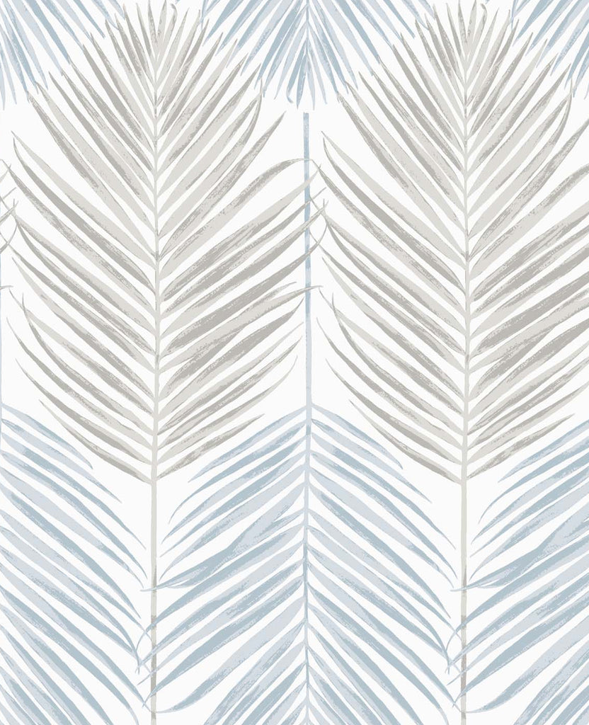 Malibu PS Two Toned Palm Coastal Botanical - Blue Mist & Daydream Grey | Peel and Stick Removable Wallpaper