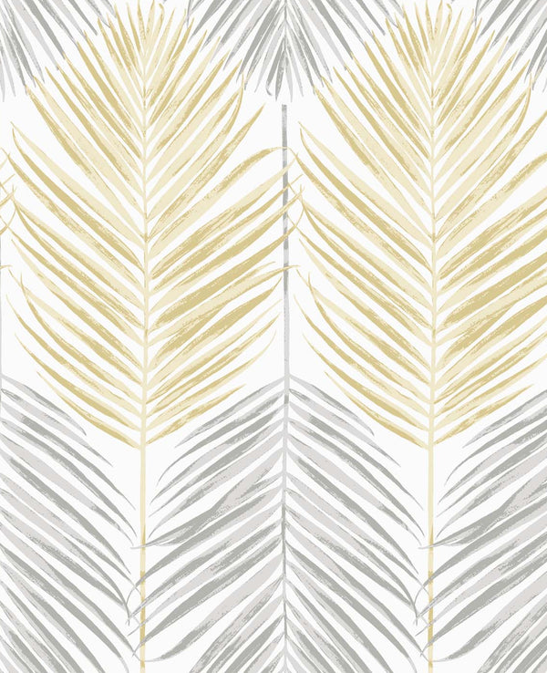 Malibu Ps Two Toned Palm Coastal Botanical - Wheat & Daydream Grey | Peel and Stick Removable Wallcovering