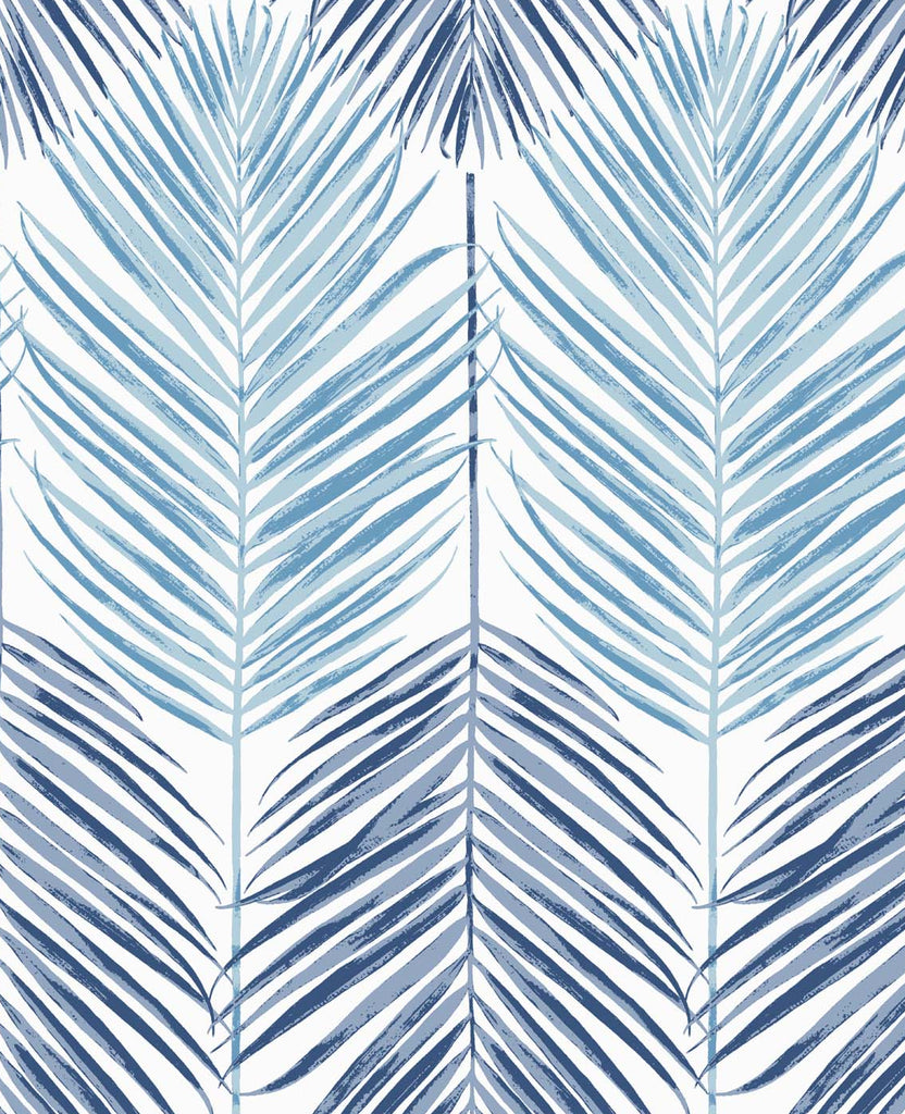 Malibu PS Two Toned Palm Coastal Botanical - Blue Lagoon | Peel and Stick Removable Wallpaper