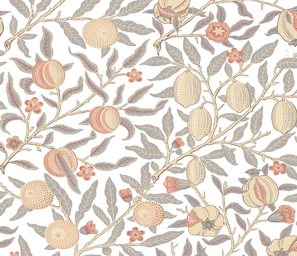 Malibu Ps Pomegranate Vintage Botanical - Daydream Grey & Melon | Peel and Stick Removable Wallcovering
