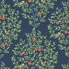 Malibu PS Fruit Tree Vintage Botanical - Navy Blue & Greenery | Peel and Stick Removable Wallpaper