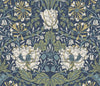 Malibu PS Ogee Flora Vintage Botanical - Indigo Dye & Sage | Peel and Stick Removable Wallpaper