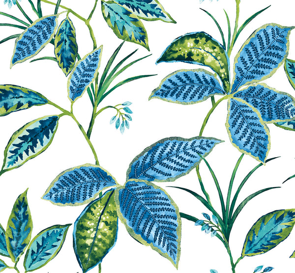 Malibu Ps Boho Leaf Trail Bohemian Botanical - Lagoon | Peel and Stick Removable Wallcovering