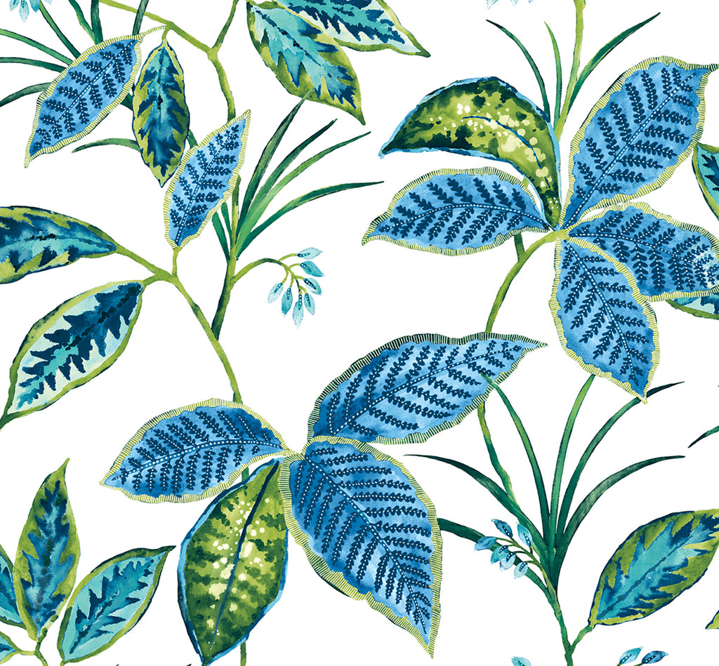 Malibu PS Boho Leaf Trail Bohemian Botanical - Lagoon | Peel and Stick Removable Wallpaper