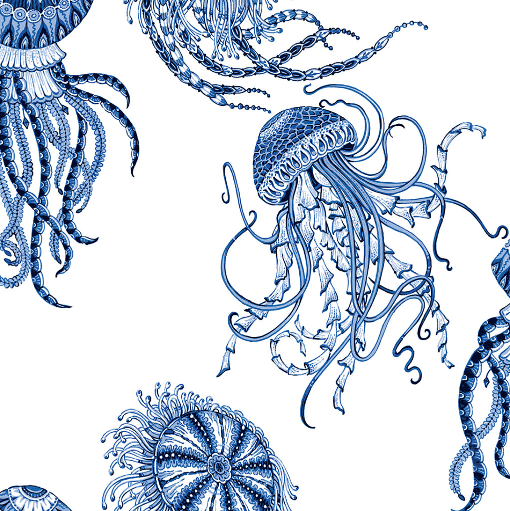 Malibu PS Jellyfish Coastal Novelty - Blue Sapphire | Peel and Stick Removable Wallpaper