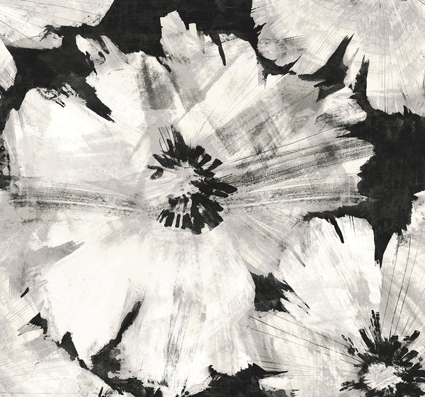 Malibu Ps Graphic Floral Contemporary Floral - Ebony & Champagne | Peel and Stick Removable Wallcovering