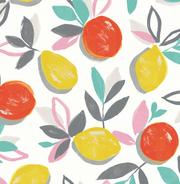 Malibu Ps Fruit Toss Contemporary Botanical - Tropic Sunset | Peel and Stick Removable Wallcovering