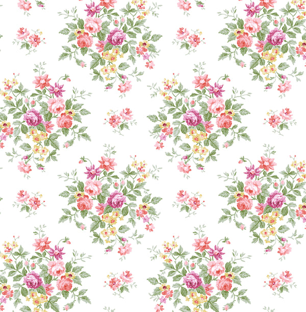 Malibu Ps Floral Bunches Traditional Floral - Watermelon & Buttercup | Peel and Stick Removable Wallcovering