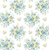 Malibu PS Floral Bunches Traditional Floral - Blue Stream & Buttercup | Peel and Stick Removable Wallpaper