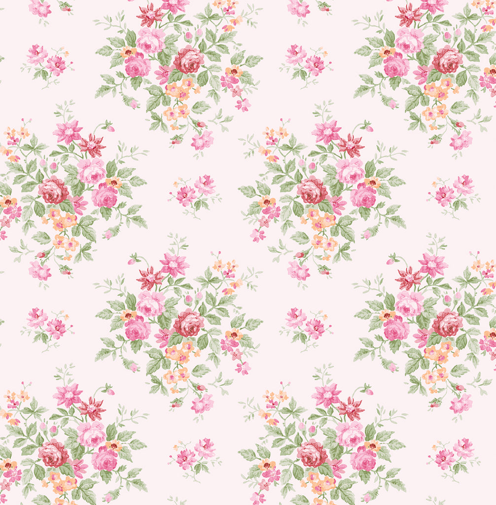 Malibu PS Floral Bunches Traditional Floral - Posy Pink | Peel and Stick Removable Wallpaper