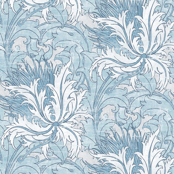 Malibu Ps Floral Folly Vintage Floral - Blue Waterfall | Peel and Stick Removable Wallcovering