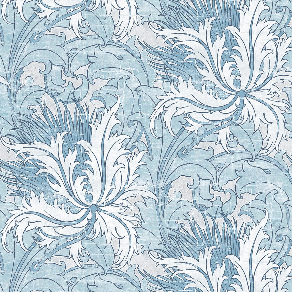 Malibu PS Floral Folly Vintage Floral - Blue Waterfall | Peel and Stick Removable Wallpaper