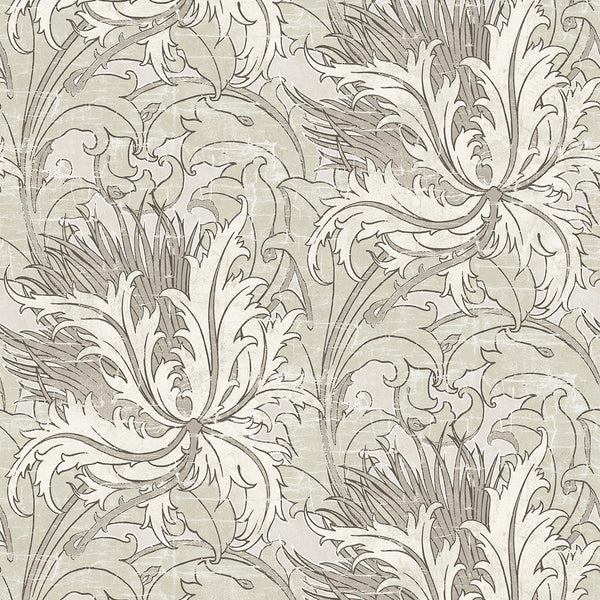 Malibu Ps Floral Folly Vintage Floral - Lunar Rock & Pale Oak | Peel and Stick Removable Wallcovering