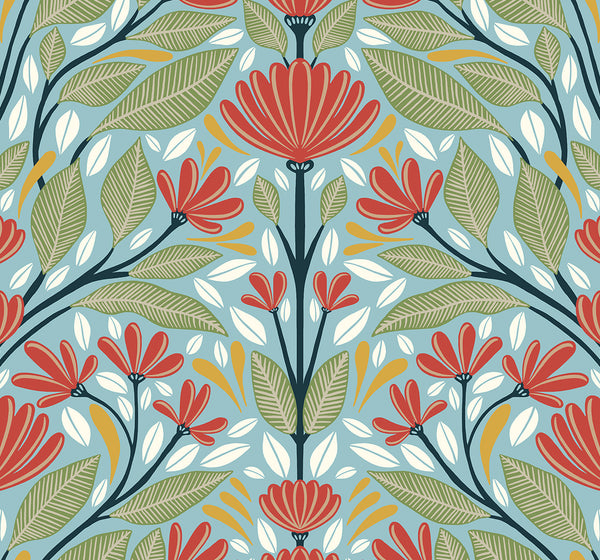 Malibu Ps Shalin Folk Floral Contemporary Floral - Summer Garden | Peel and Stick Removable Wallcovering