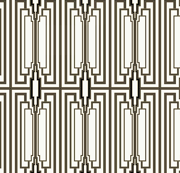 Malibu Ps Manhattan Deco Art Deco Geometric - Ebony & Gold | Peel and Stick Removable Wallcovering