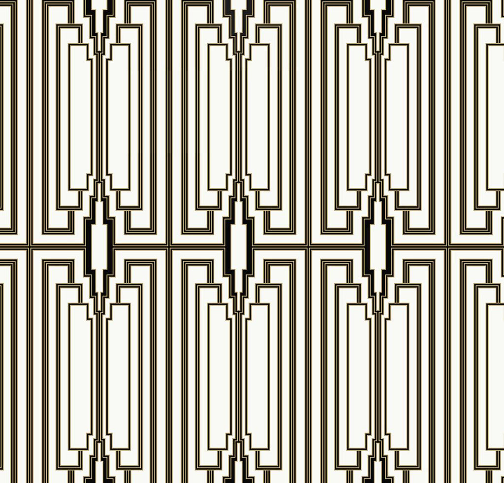Malibu PS Manhattan Deco Art Deco Geometric - Ebony & Gold | Peel and Stick Removable Wallpaper