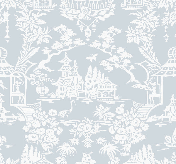 Malibu Ps Garden Chinoiserie Transitional Chinoiserie - Blue Dusk | Peel and Stick Removable Wallcovering