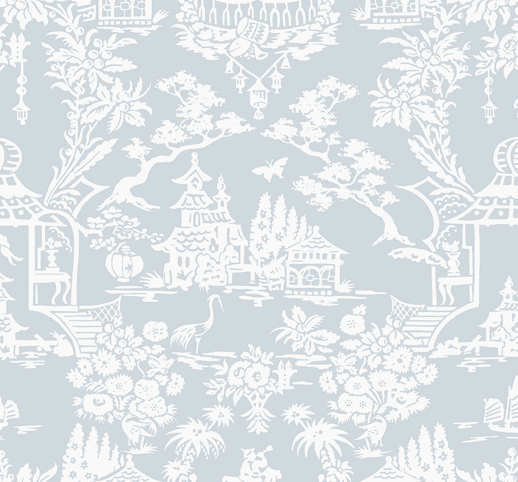 Malibu PS Garden Chinoiserie Transitional Chinoiserie - Blue Dusk | Peel and Stick Removable Wallpaper