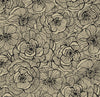 Malibu PS Ellie Graphic Floral Contemporay Floral - Gold Shimmer & Ebony | Peel and Stick Removable Wallpaper
