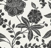 Malibu PS Julian Jacobean Floral Transitional Floral - Ebony & Ivory | Peel and Stick Removable Wallpaper