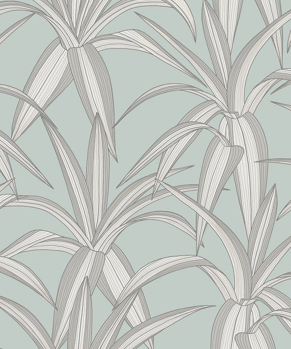 Malibu Ps Tossed Cradle Plant Tropical Botanical - Blue Mist | Peel and Stick Removable Wallcovering