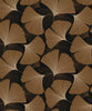 Malibu PS Tossed Ginkgo Leaf Contemporary Botanical - Ebony & Metallic Copper | Peel and Stick Removable Wallpaper