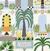 Malibu PS Tropical Facade Contemporary Novelty - Sky Blue & Off-White | Peel and Stick Removable Wallpaper